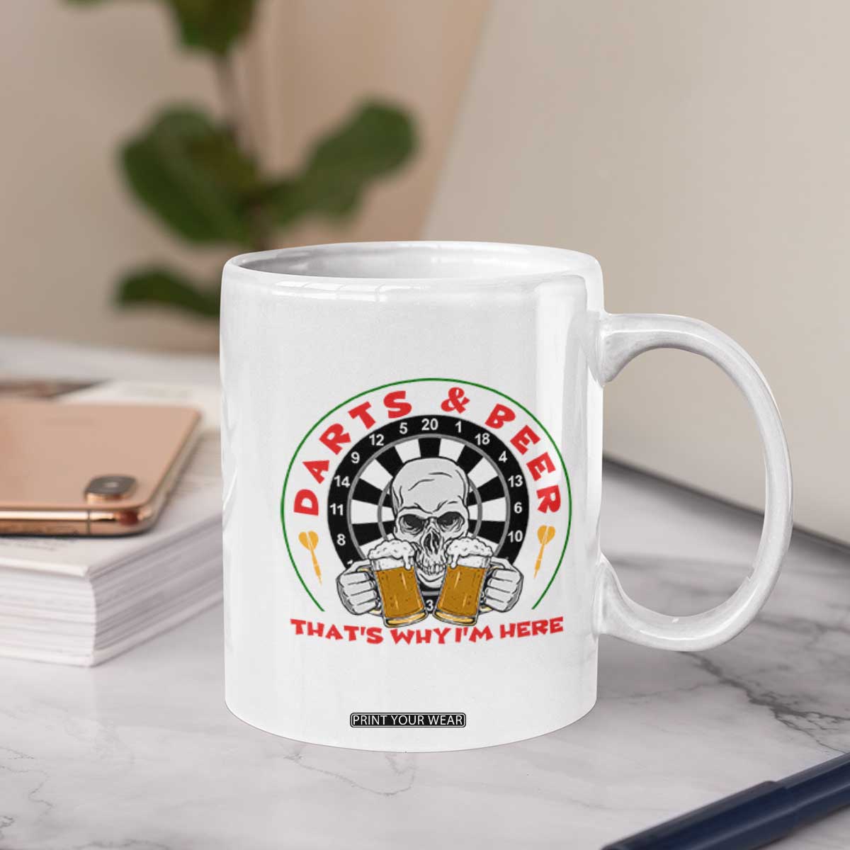 Funny Skeleton Darts Player Beer Lover Coffee Mug That Is Why I Am Here TS12 Print Your Wear