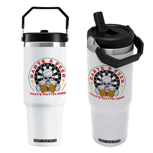 Funny Skeleton Darts Player Beer Lover Flip Straw Tumbler That Is Why I Am Here TS12 One Size: 30 oz White Print Your Wear