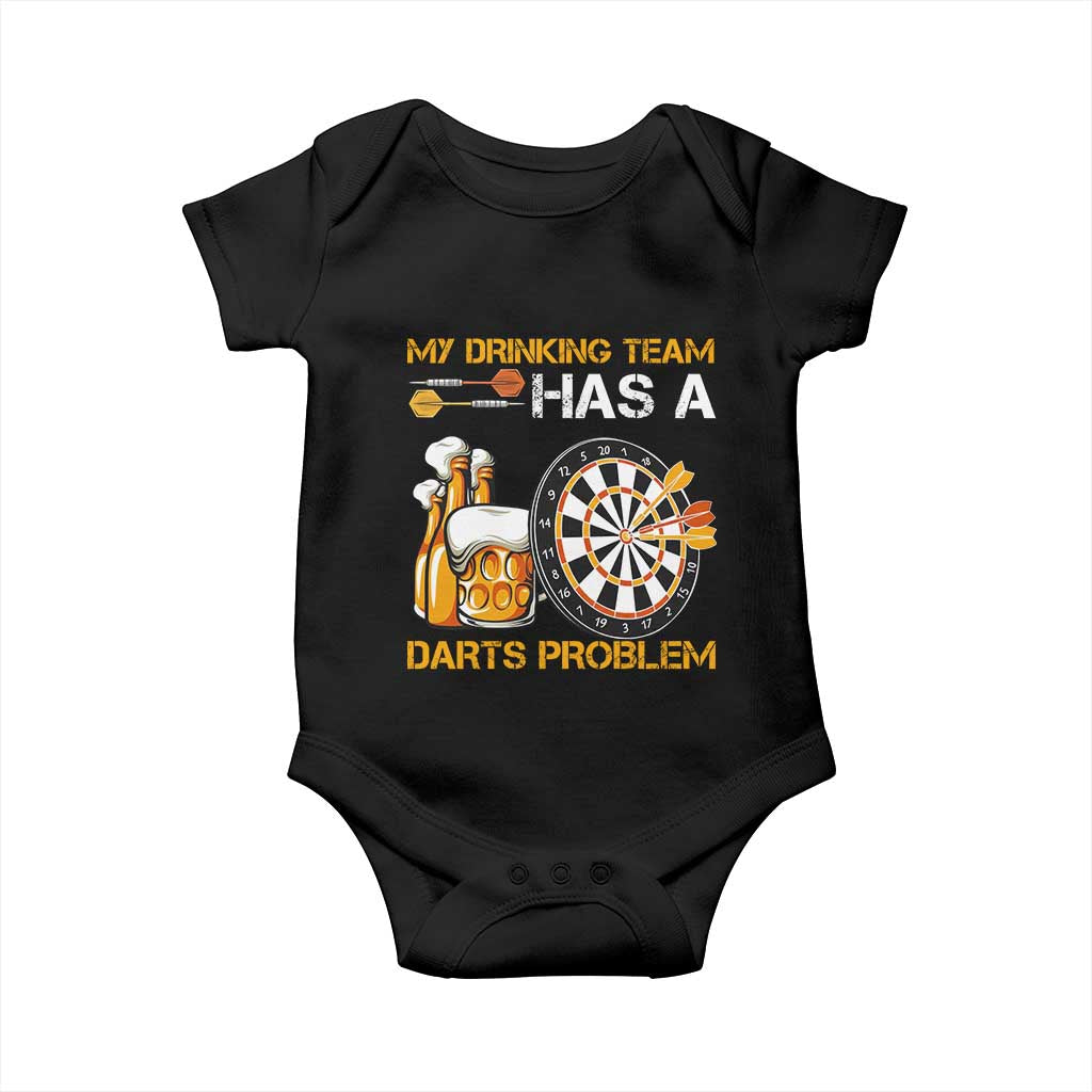 Funny Beer Drinking Darts Problem Baby Onesie Dart Player Team Gift TS12 Black Print Your Wear