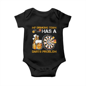 Funny Beer Drinking Darts Problem Baby Onesie Dart Player Team Gift TS12 Black Print Your Wear