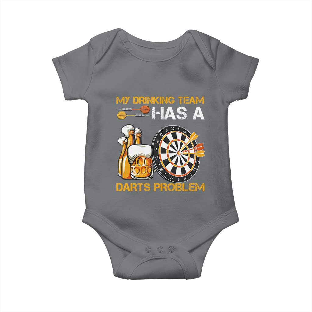Funny Beer Drinking Darts Problem Baby Onesie Dart Player Team Gift TS12 Charcoal Print Your Wear
