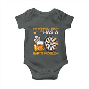 Funny Beer Drinking Darts Problem Baby Onesie Dart Player Team Gift TS12 Dark Heather Print Your Wear