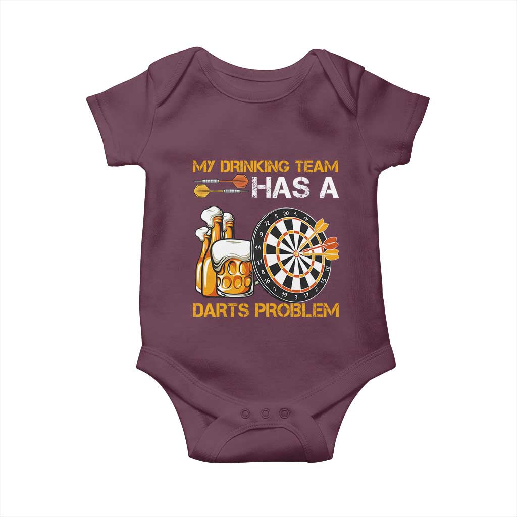 Funny Beer Drinking Darts Problem Baby Onesie Dart Player Team Gift TS12 Maroon Print Your Wear