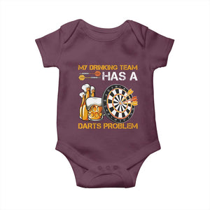 Funny Beer Drinking Darts Problem Baby Onesie Dart Player Team Gift TS12 Maroon Print Your Wear