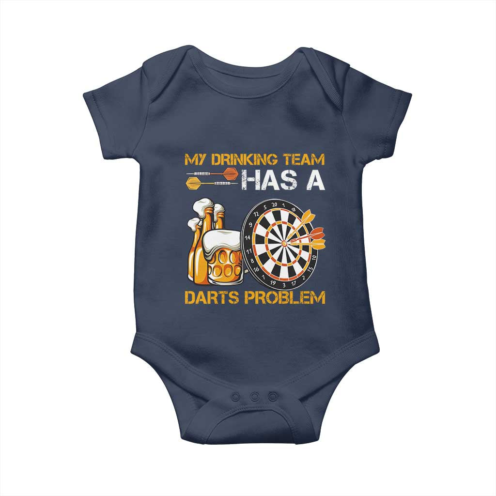 Funny Beer Drinking Darts Problem Baby Onesie Dart Player Team Gift TS12 Navy Print Your Wear