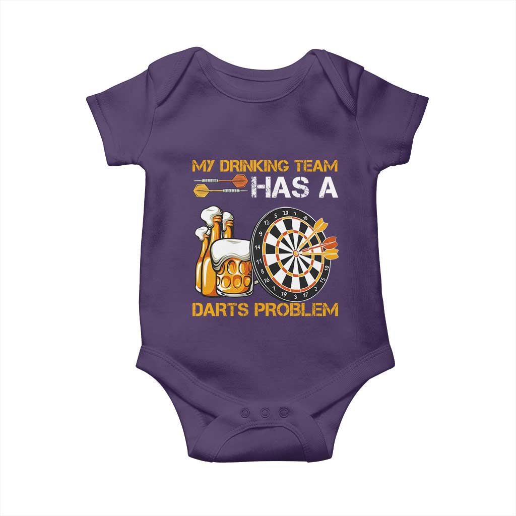 Funny Beer Drinking Darts Problem Baby Onesie Dart Player Team Gift TS12 Purple Print Your Wear