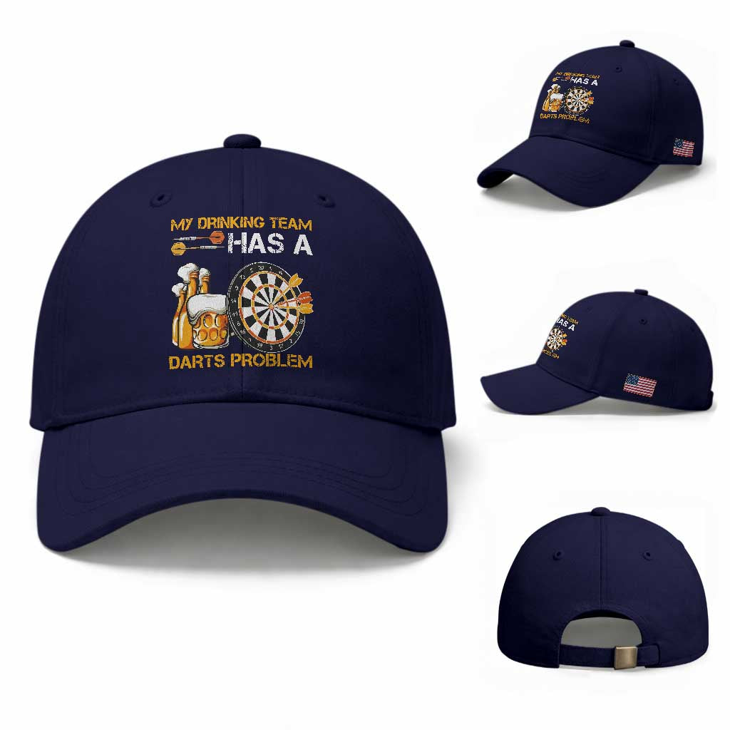 Funny Beer Drinking Darts Problem Baseball Cap Dart Player Team Gift TS12 Baseball Cap Universal Fit Dark Blue Print Your Wear