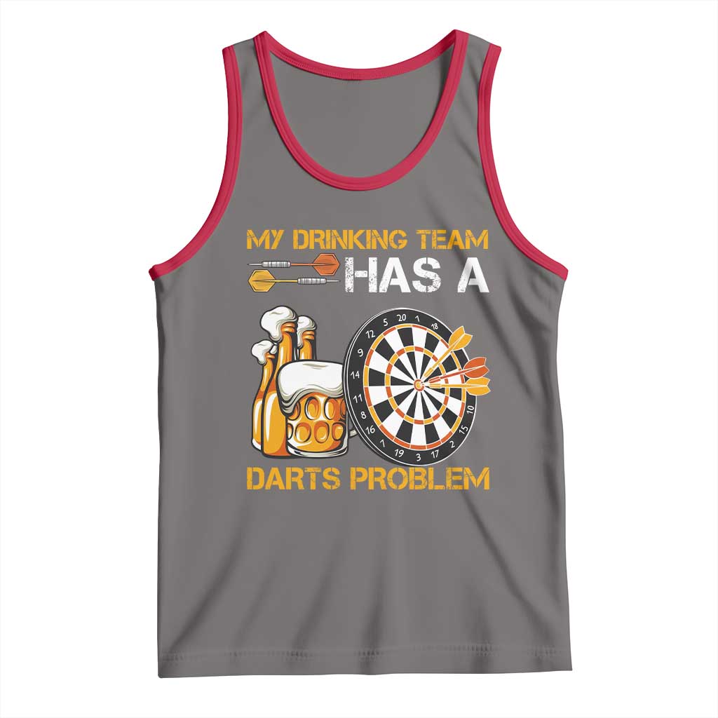 Funny Beer Drinking Darts Problem Tank Top Dart Player Team Gift TS12 Deep Heather Red Print Your Wear