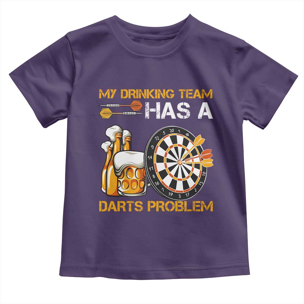 Funny Beer Drinking Darts Problem Toddler T Shirt Dart Player Team Gift TS12 Purple Print Your Wear