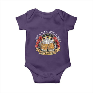 Just A Man Who Loves Darts And Beer Baby Onesie Funny Dart Player TS12 Purple Print Your Wear