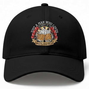 Just A Man Who Loves Darts And Beer Baseball Cap Funny Dart Player TS12 Print Your Wear