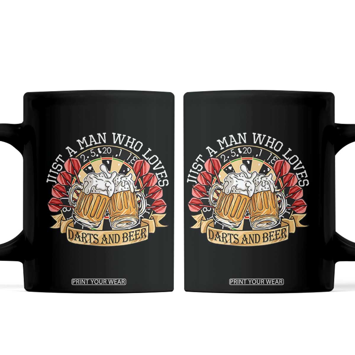 Just A Man Who Loves Darts And Beer Coffee Mug Funny Dart Player TS12 Black Print Your Wear