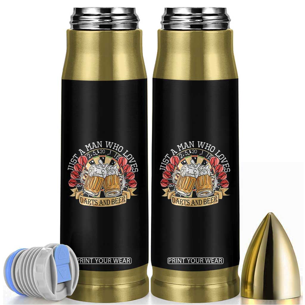 Just A Man Who Loves Darts And Beer Bullet Tumbler Funny Dart Player TS12 Black Print Your Wear