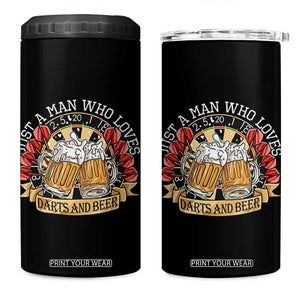 Just A Man Who Loves Darts And Beer 4 in 1 Can Cooler Tumbler Funny Dart Player TS12 One Size: 16 oz Black Print Your Wear