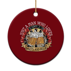 Just A Man Who Loves Darts And Beer Ceramic Ornament Funny Dart Player TS12 1pc Red Print Your Wear
