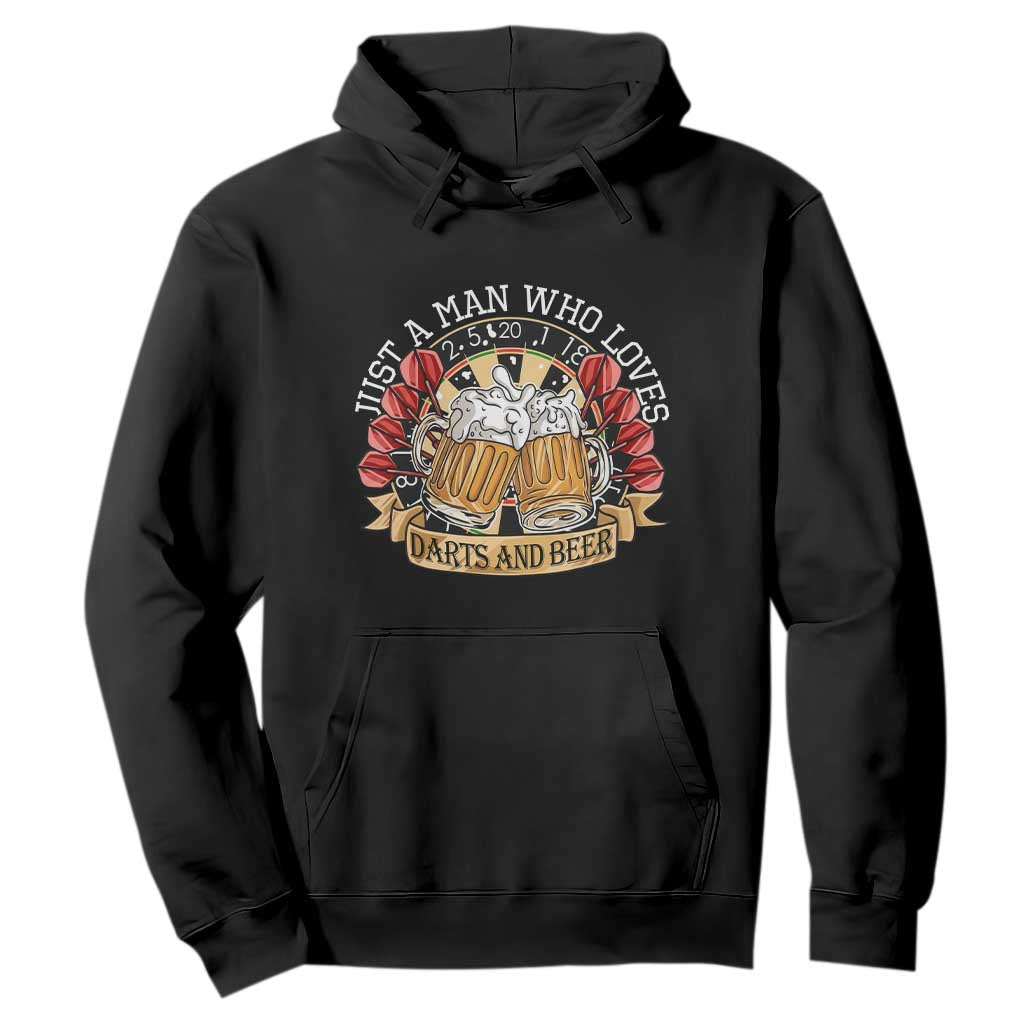 Just A Man Who Loves Darts And Beer Hoodie Funny Dart Player TS12 Black Print Your Wear