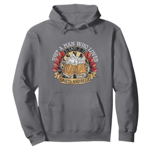 Just A Man Who Loves Darts And Beer Hoodie Funny Dart Player TS12 Charcoal Print Your Wear