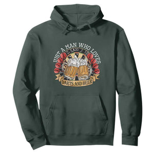 Just A Man Who Loves Darts And Beer Hoodie Funny Dart Player TS12 Dark Forest Green Print Your Wear