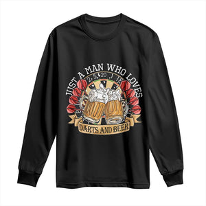 Just A Man Who Loves Darts And Beer Long Sleeve Shirt Funny Dart Player TS12 Black Print Your Wear