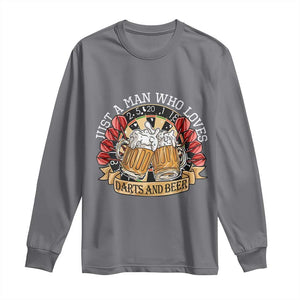 Just A Man Who Loves Darts And Beer Long Sleeve Shirt Funny Dart Player TS12 Charcoal Print Your Wear
