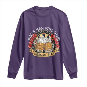 Just A Man Who Loves Darts And Beer Long Sleeve Shirt Funny Dart Player TS12 Purple Print Your Wear