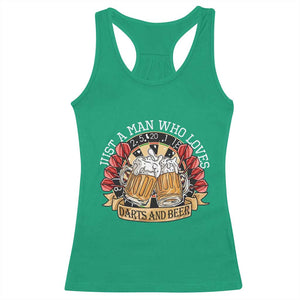 Just A Man Who Loves Darts And Beer Racerback Tank Top Funny Dart Player TS12 Irish Green Print Your Wear