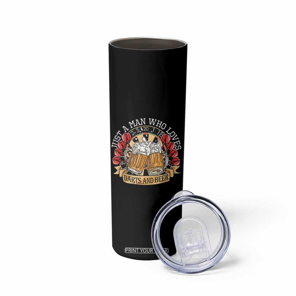 Just A Man Who Loves Darts And Beer Skinny Tumbler Funny Dart Player TS12 Print Your Wear