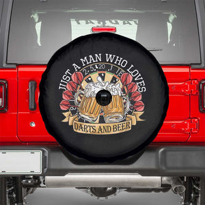 Just A Man Who Loves Darts And Beer Spare Tire Cover Funny Dart Player TS12 Black Print Your Wear