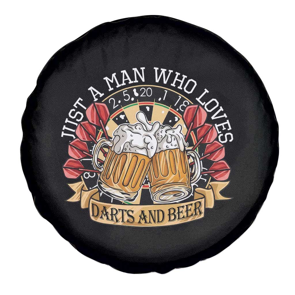 Just A Man Who Loves Darts And Beer Spare Tire Cover Funny Dart Player TS12 Print Your Wear