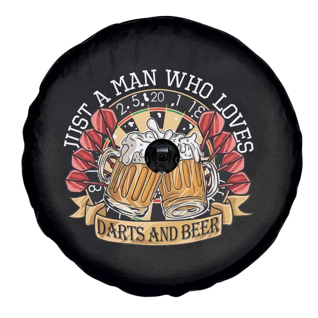 Just A Man Who Loves Darts And Beer Spare Tire Cover Funny Dart Player TS12 Print Your Wear