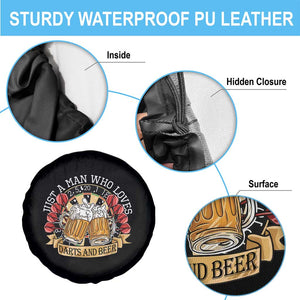 Just A Man Who Loves Darts And Beer Spare Tire Cover Funny Dart Player TS12 Print Your Wear