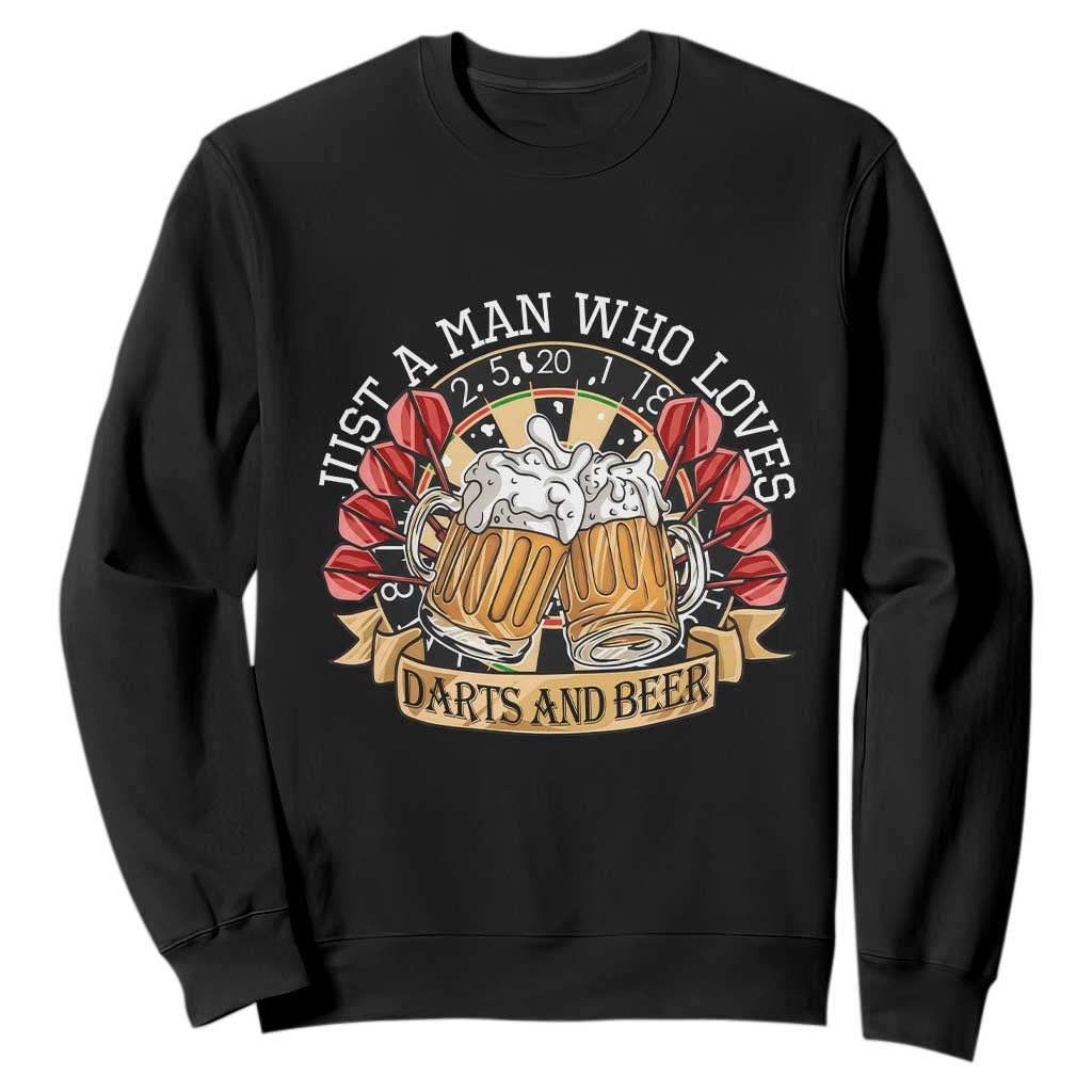 Just A Man Who Loves Darts And Beer Sweatshirt Funny Dart Player TS12 Black Print Your Wear