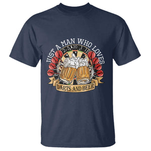 Just A Man Who Loves Darts And Beer T Shirt Funny Dart Player TS12 Navy Print Your Wear