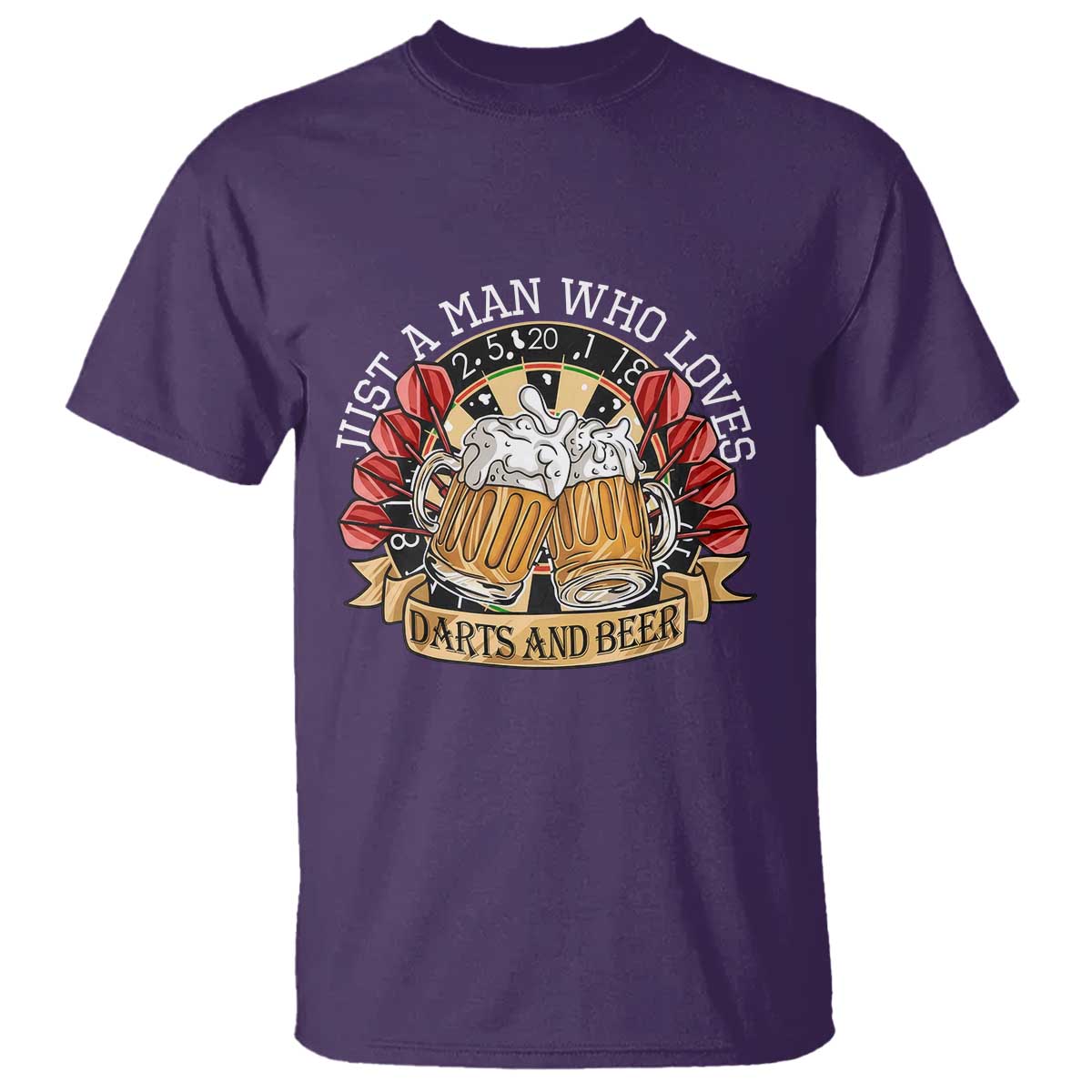 Just A Man Who Loves Darts And Beer T Shirt Funny Dart Player TS12 Purple Print Your Wear