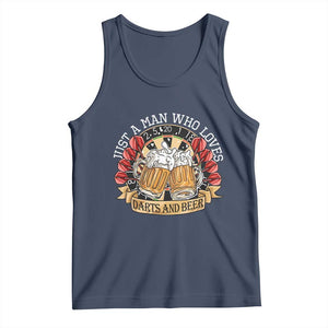 Just A Man Who Loves Darts And Beer Tank Top Funny Dart Player TS12 Navy Print Your Wear