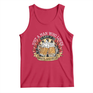 Just A Man Who Loves Darts And Beer Tank Top Funny Dart Player TS12 Red Print Your Wear