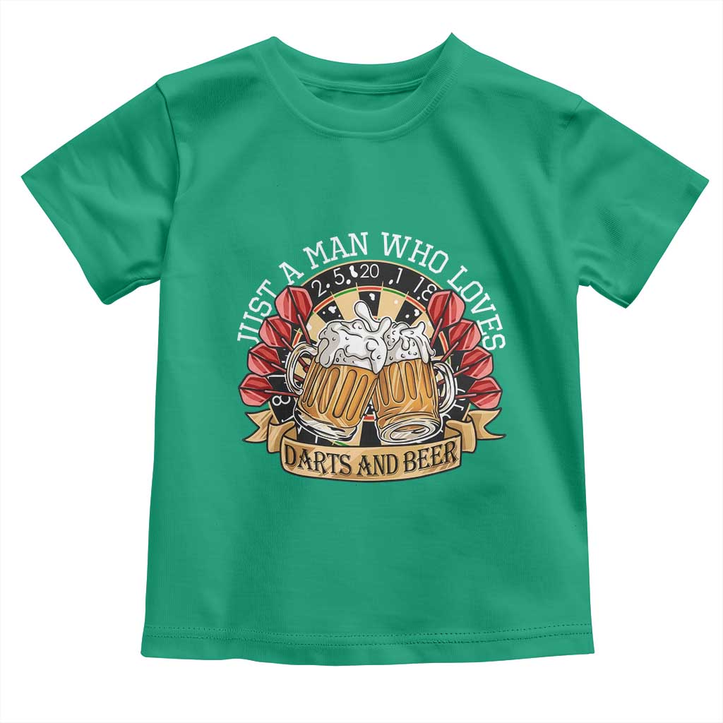 Just A Man Who Loves Darts And Beer Toddler T Shirt Funny Dart Player TS12 Irish Green Print Your Wear