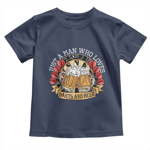 Just A Man Who Loves Darts And Beer Toddler T Shirt Funny Dart Player TS12 Navy Print Your Wear