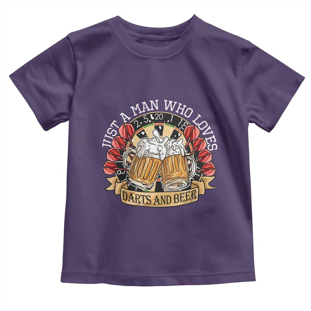 Just A Man Who Loves Darts And Beer Toddler T Shirt Funny Dart Player TS12 Purple Print Your Wear