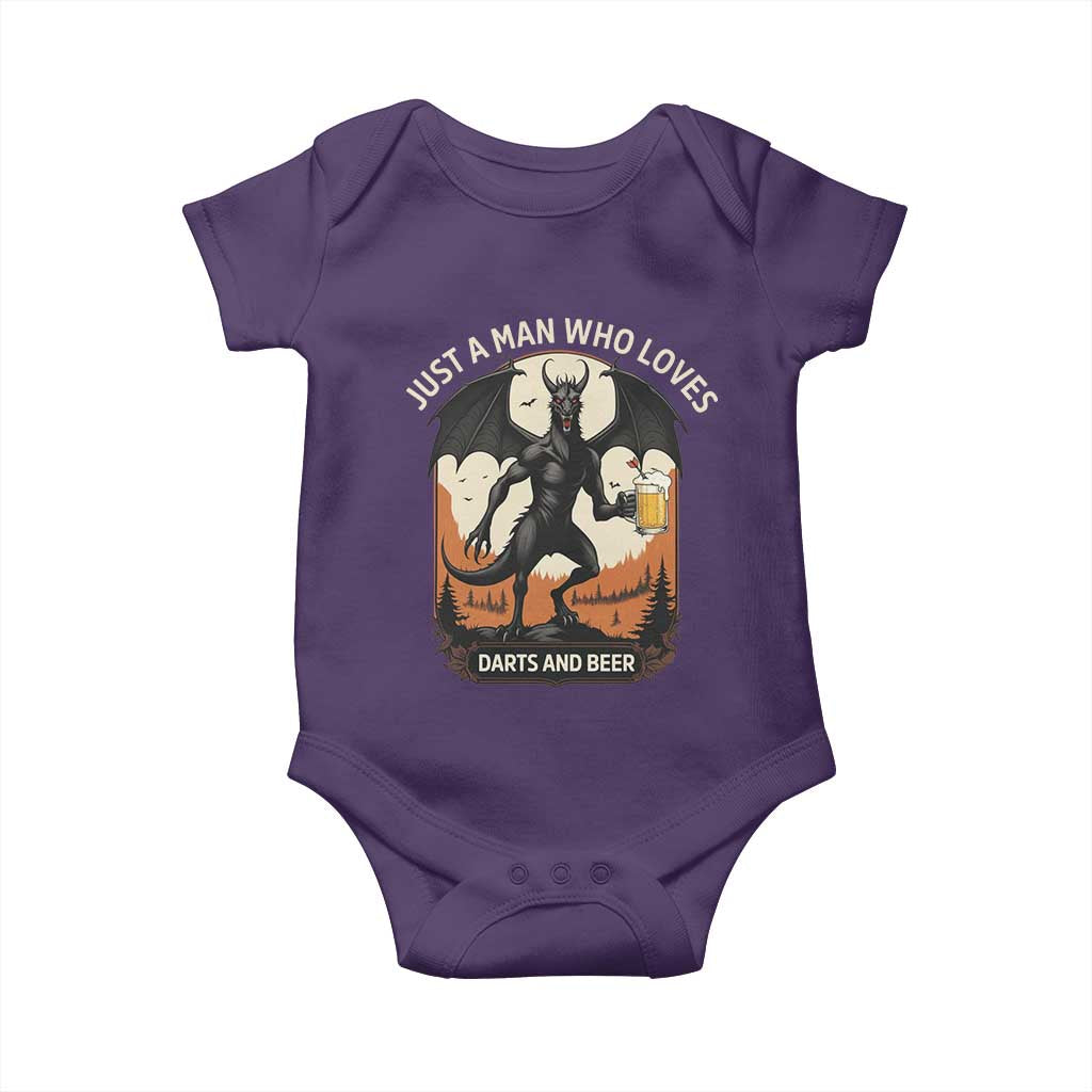 Funny Jersey Devil Loves Darts And Beer Baby Onesie Cryptid Lover Gift TS12 Purple Print Your Wear