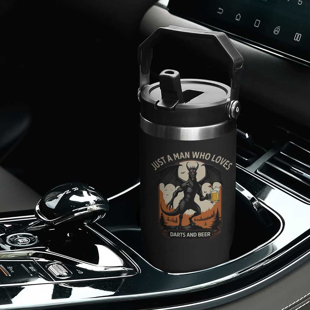 Funny Jersey Devil Loves Darts And Beer Flip Straw Tumbler Cryptid Lover Gift TS12 Print Your Wear