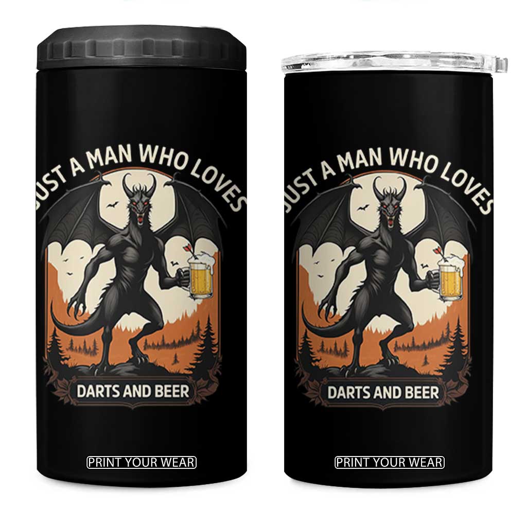 Funny Jersey Devil Loves Darts And Beer 4 in 1 Can Cooler Tumbler Cryptid Lover Gift TS12 One Size: 16 oz Black Print Your Wear