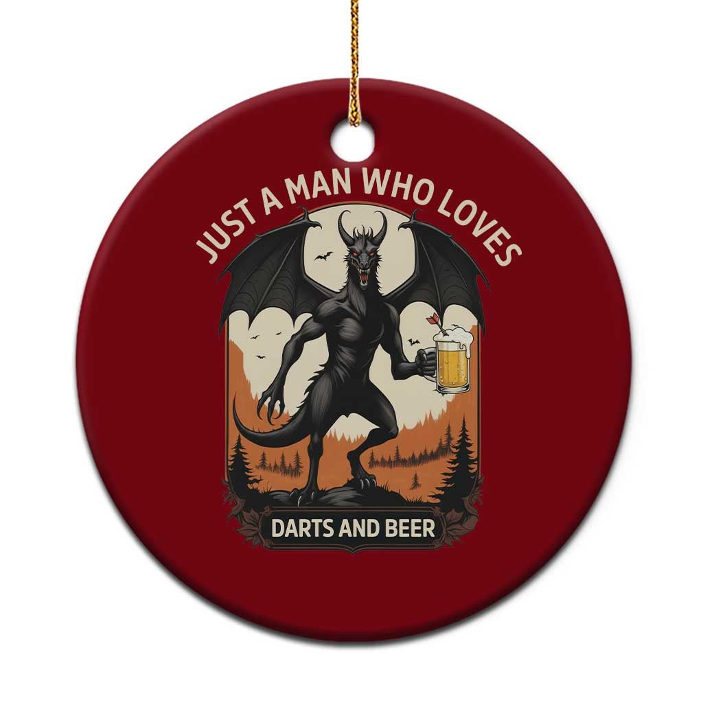 Funny Jersey Devil Loves Darts And Beer Ceramic Ornament Cryptid Lover Gift TS12 1pc Red Print Your Wear