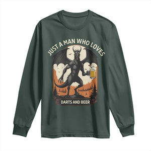 Funny Jersey Devil Loves Darts And Beer Long Sleeve Shirt Cryptid Lover Gift TS12 Dark Forest Green Print Your Wear
