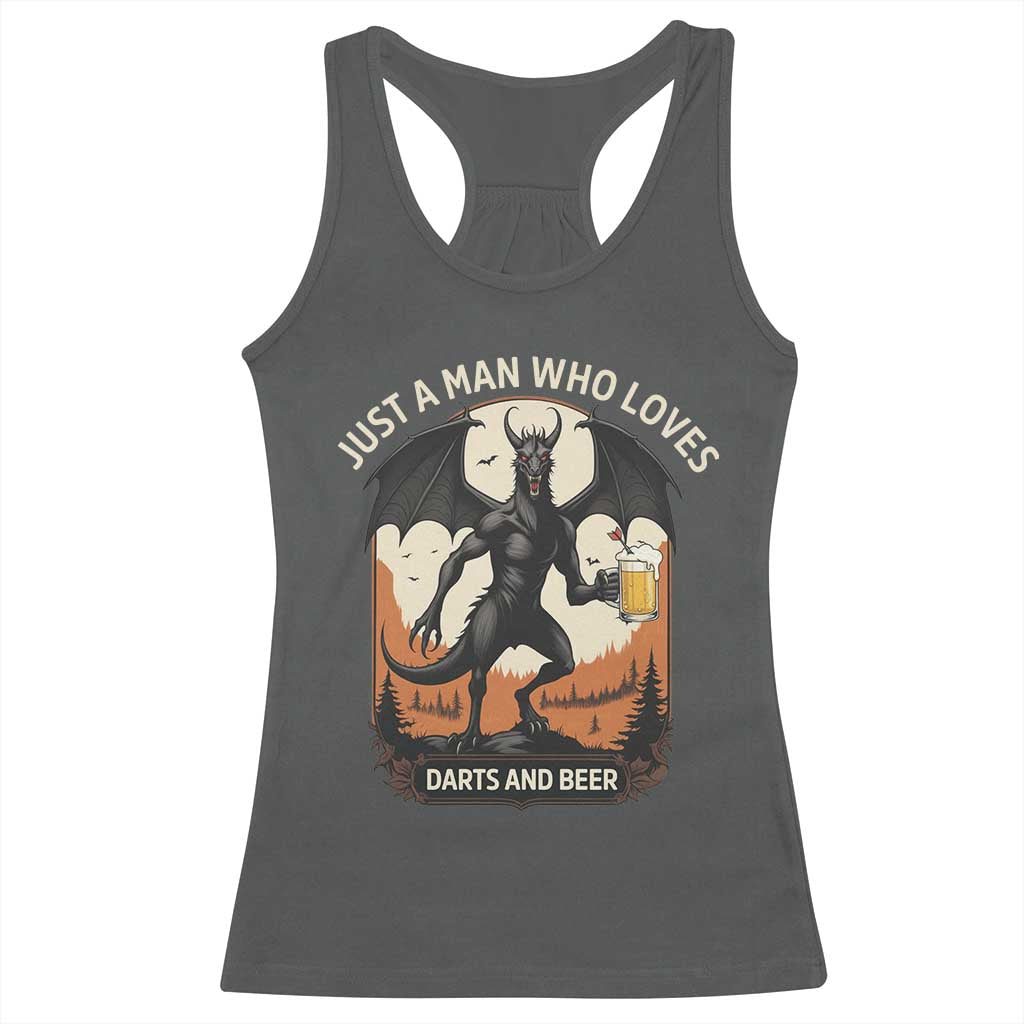 Funny Jersey Devil Loves Darts And Beer Racerback Tank Top Cryptid Lover Gift TS12 Dark Heather Print Your Wear