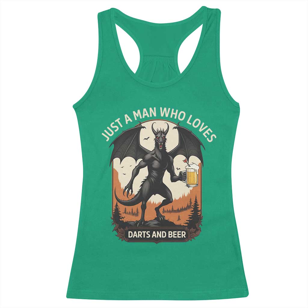 Funny Jersey Devil Loves Darts And Beer Racerback Tank Top Cryptid Lover Gift TS12 Irish Green Print Your Wear