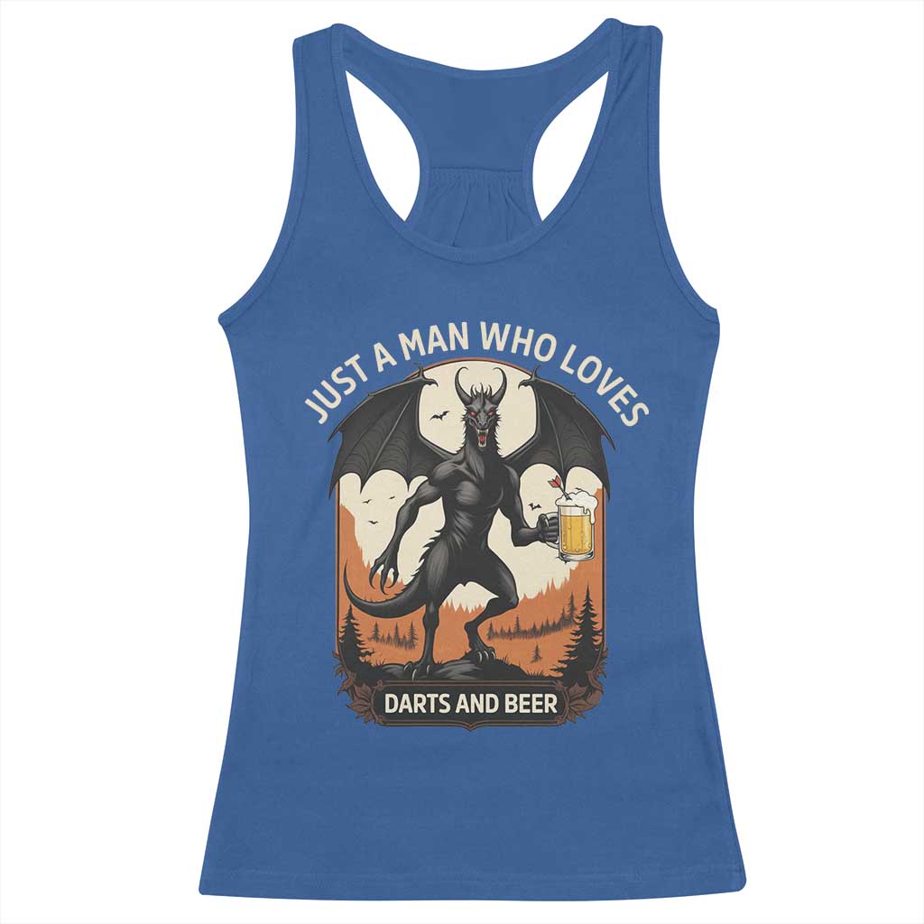 Funny Jersey Devil Loves Darts And Beer Racerback Tank Top Cryptid Lover Gift TS12 Royal Blue Print Your Wear