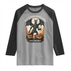 Funny Jersey Devil Loves Darts And Beer Raglan Shirt Cryptid Lover Gift TS12 Sport Gray Black Print Your Wear