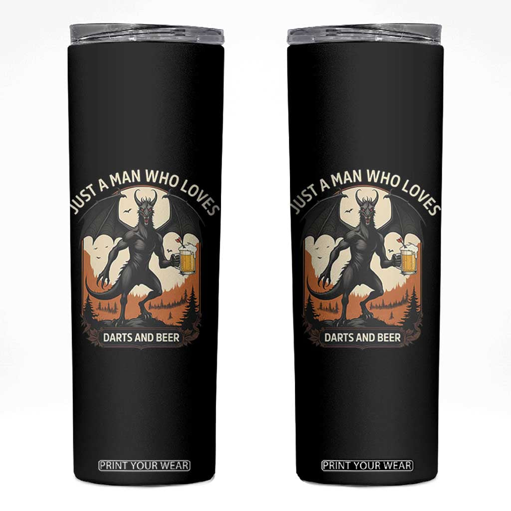 Funny Jersey Devil Loves Darts And Beer Skinny Tumbler Cryptid Lover Gift TS12 Black Print Your Wear