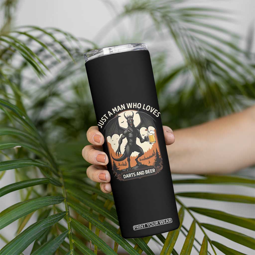 Funny Jersey Devil Loves Darts And Beer Skinny Tumbler Cryptid Lover Gift TS12 Print Your Wear